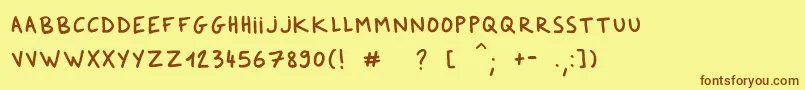 DkerFeltpen-Schriftart – Braune Schriften auf gelbem Hintergrund