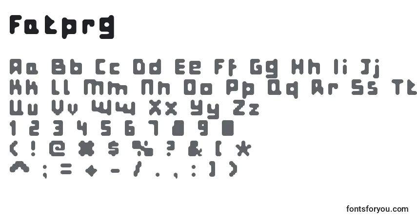 Czcionka Fatprg – alfabet, cyfry, specjalne znaki