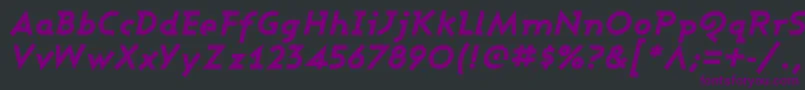 Saiba mais sobre a fonte AshbyExtraBoldItalic Fonte AshbyExtraBoldItalic – fontes roxas em um fundo preto