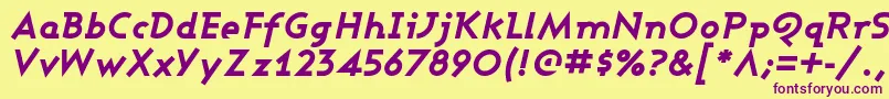 AshbyExtraBoldItalic Font – Purple Fonts on Yellow Background