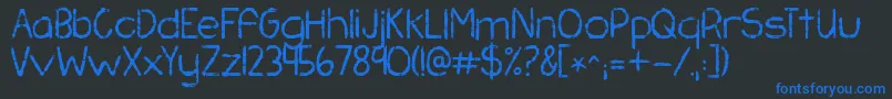 フォントKgchasingpavements – 黒い背景に青い文字