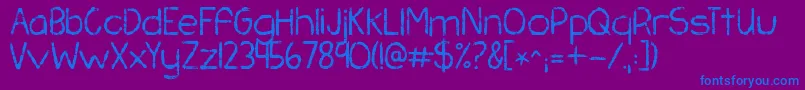 Шрифт Kgchasingpavements – синие шрифты на фиолетовом фоне