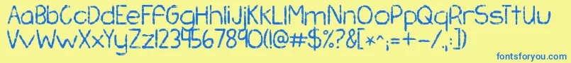 Kgchasingpavements Font – Blue Fonts on Yellow Background