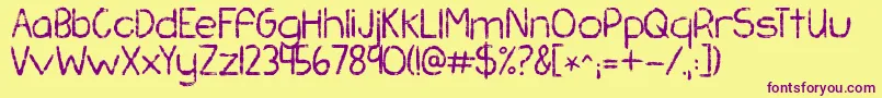 Kgchasingpavements Font – Purple Fonts on Yellow Background