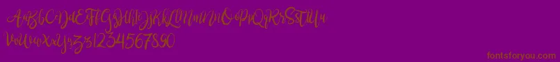 BrushgyoPersonalUse-Schriftart – Braune Schriften auf violettem Hintergrund