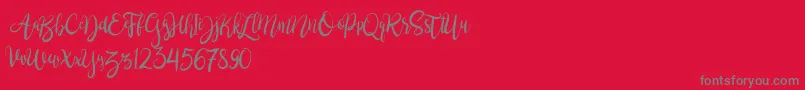 BrushgyoPersonalUse-Schriftart – Graue Schriften auf rotem Hintergrund