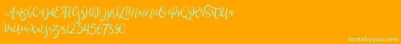 BrushgyoPersonalUse Font – Green Fonts on Orange Background