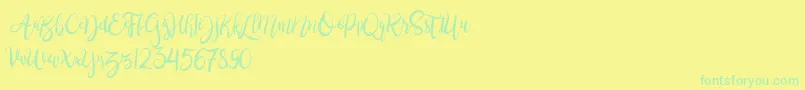 BrushgyoPersonalUse-Schriftart – Grüne Schriften auf gelbem Hintergrund