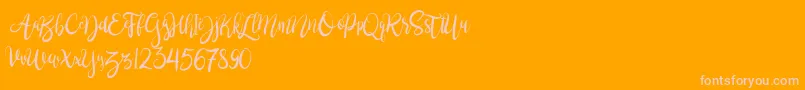 Fonte BrushgyoPersonalUse – fontes rosa em um fundo laranja