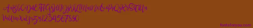 BrushgyoPersonalUse-Schriftart – Violette Schriften auf braunem Hintergrund