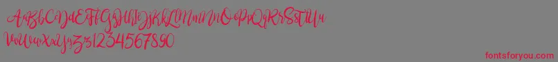 BrushgyoPersonalUse Font – Red Fonts on Gray Background