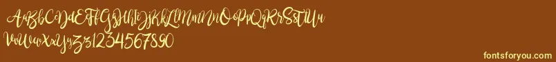 BrushgyoPersonalUse Font – Yellow Fonts on Brown Background