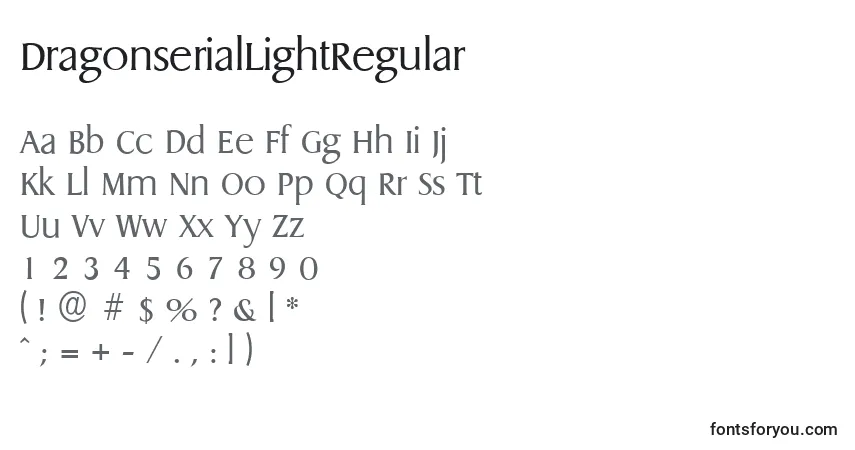Schriftart DragonserialLightRegular – Alphabet, Zahlen, spezielle Symbole