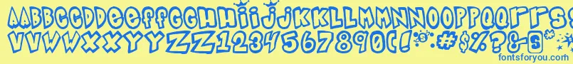 Indigo Font – Blue Fonts on Yellow Background