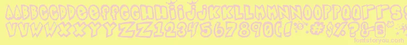 Indigo-Schriftart – Rosa Schriften auf gelbem Hintergrund