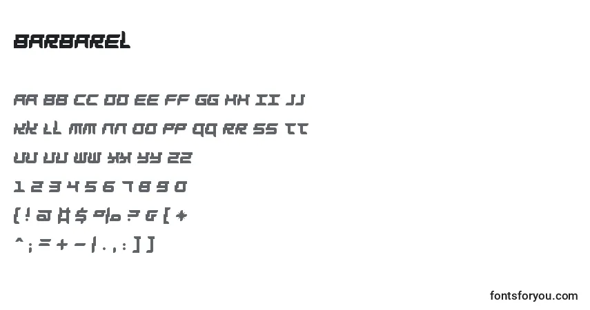 Fuente Barbarel - alfabeto, números, caracteres especiales