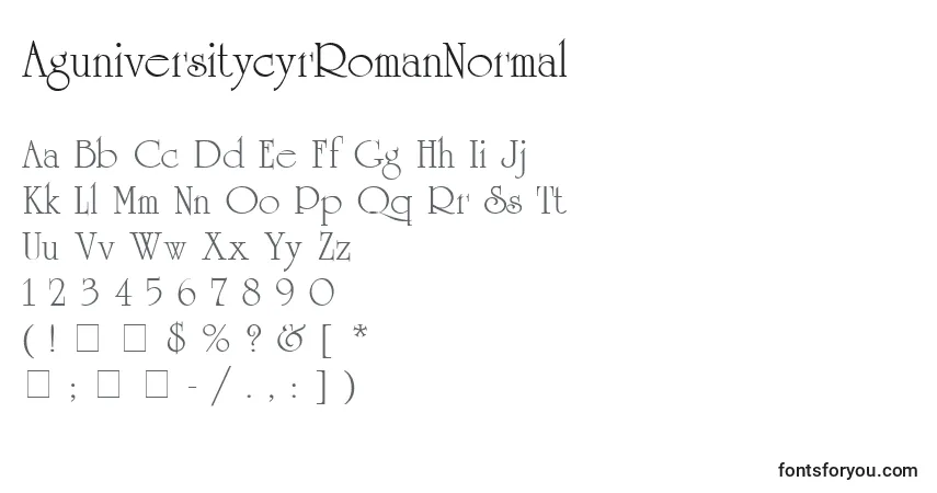 Czcionka AguniversitycyrRomanNormal – alfabet, cyfry, specjalne znaki