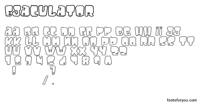 Schriftart Ejaculator – Alphabet, Zahlen, spezielle Symbole