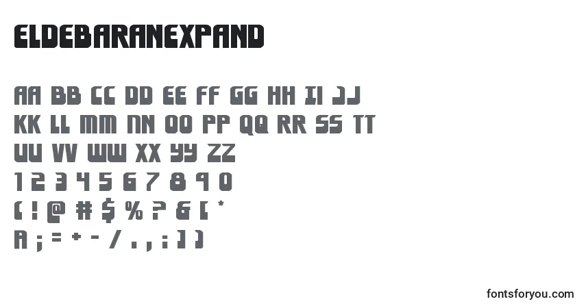 Schriftart Eldebaranexpand – Alphabet, Zahlen, spezielle Symbole