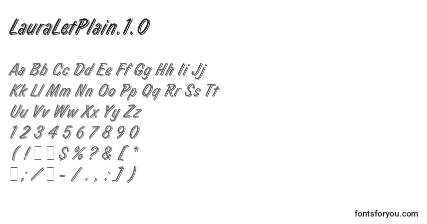 A fonte LauraLetPlain.1.0 – alfabeto, números, caracteres especiais