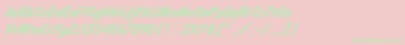 LauraLetPlain.1.0 Font – Green Fonts on Pink Background