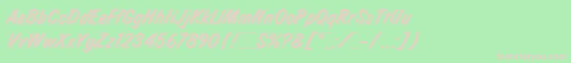 LauraLetPlain.1.0-fontti – vaaleanpunaiset fontit vihreällä taustalla