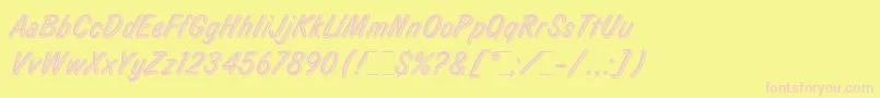 LauraLetPlain.1.0-fontti – vaaleanpunaiset fontit keltaisella taustalla