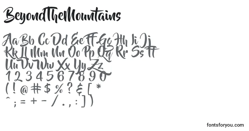 Schriftart BeyondTheMountains (118157) – Alphabet, Zahlen, spezielle Symbole