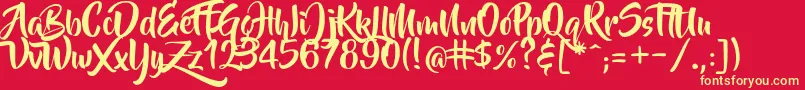 BeyondTheMountains Font – Yellow Fonts on Red Background