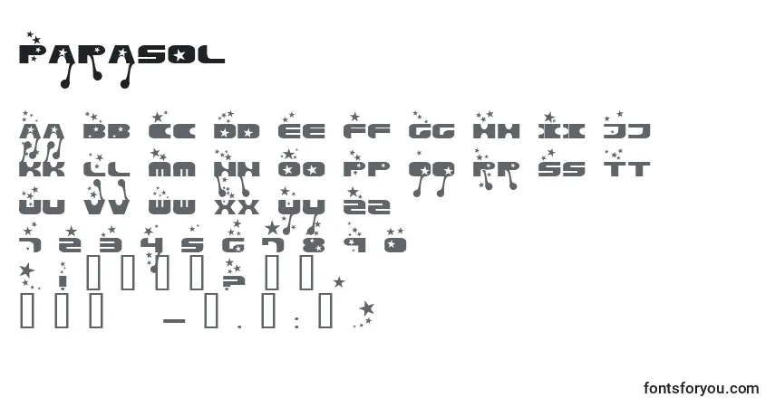 Schriftart Parasol – Alphabet, Zahlen, spezielle Symbole