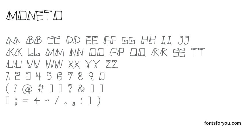 A fonte Moneto – alfabeto, números, caracteres especiais