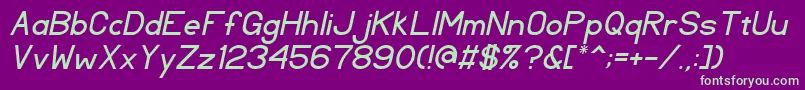 TlSansSerifItalic Font – Green Fonts on Purple Background
