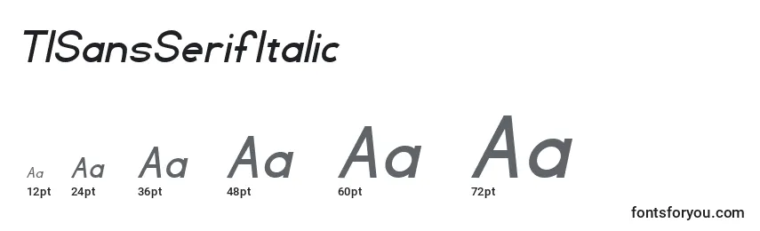 Größen der Schriftart TlSansSerifItalic