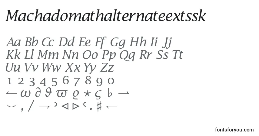 A fonte Machadomathalternateextssk – alfabeto, números, caracteres especiais