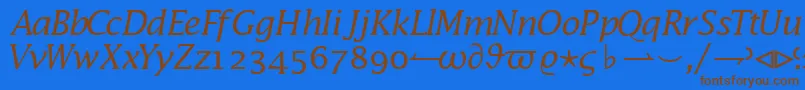 フォントMachadomathalternateextssk – 茶色の文字が青い背景にあります。