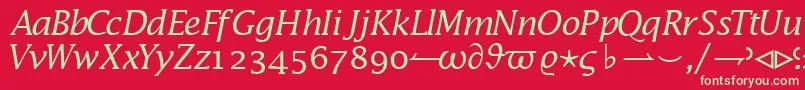 フォントMachadomathalternateextssk – 赤い背景に緑の文字