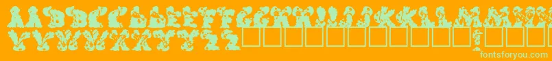 KilroysRegular-Schriftart – Grüne Schriften auf orangefarbenem Hintergrund