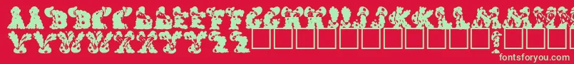 Fonte KilroysRegular – fontes verdes em um fundo vermelho