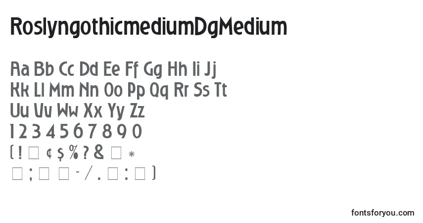 Czcionka RoslyngothicmediumDgMedium – alfabet, cyfry, specjalne znaki
