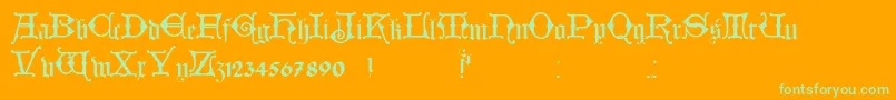 HollandischClosed-Schriftart – Grüne Schriften auf orangefarbenem Hintergrund
