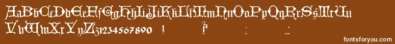 HollandischClosed-Schriftart – Weiße Schriften auf braunem Hintergrund