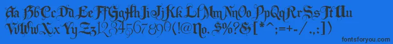 Lhfbeckermonogramenglish-Schriftart – Schwarze Schriften auf blauem Hintergrund