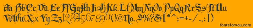 Lhfbeckermonogramenglish-Schriftart – Schwarze Schriften auf orangefarbenem Hintergrund