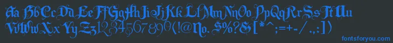 Lhfbeckermonogramenglish-Schriftart – Blaue Schriften auf schwarzem Hintergrund