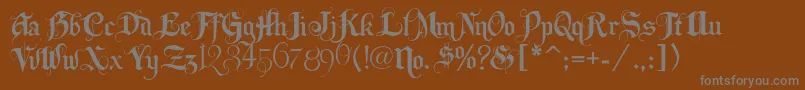 フォントLhfbeckermonogramenglish – 茶色の背景に灰色の文字