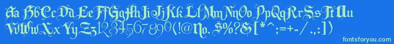 Lhfbeckermonogramenglish-Schriftart – Grüne Schriften auf blauem Hintergrund