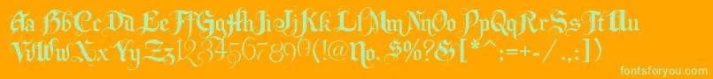 Lhfbeckermonogramenglish-Schriftart – Grüne Schriften auf orangefarbenem Hintergrund