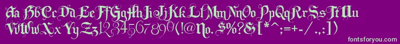 Lhfbeckermonogramenglish-Schriftart – Grüne Schriften auf violettem Hintergrund