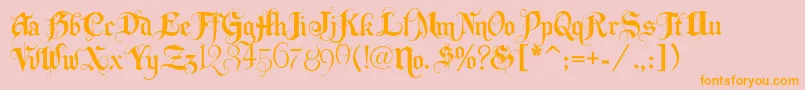 Lhfbeckermonogramenglish-Schriftart – Orangefarbene Schriften auf rosa Hintergrund