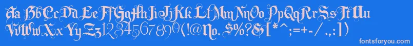 Lhfbeckermonogramenglish-Schriftart – Rosa Schriften auf blauem Hintergrund